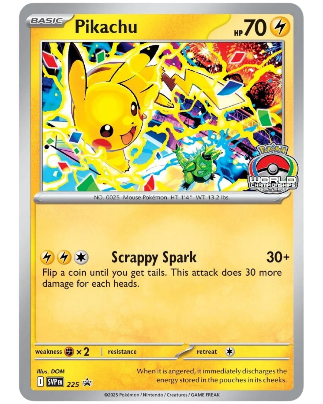 HH-SING-PKM-SVP225 (2) Pikachu - SV Black Star Promo 225 (World Championship 2025)